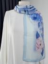 Aqua Soft Şakayık Desenli Şal_Bebe Mavi