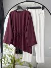 Asimetrik Kesim İnce Kuşaklı Poplin Tunik_Mürdüm