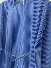 Asimetrik Kesim Çizgili İnce Kuşaklı Poplin Tunik_Saks