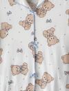 Ayıcık Desenli Kurdeleli Pijama Takımı_Ekru
