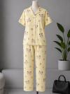 Ayıcık Kafa Desenli Kurdeleli Pijama Takımı_Sarı