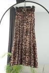 Beli Kemerli Leopar Desenli Saten Etek_Kahve