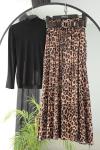 Beli Kemerli Leopar Desenli Saten Etek_Kahve