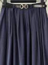 Beli Kemerli Pileli Tencel Etek_Lacivert
