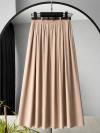 Beli Kemerli Pileli Tencel Etek_Bej