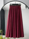 Beli Kemerli Pileli Tencel Etek_Bordo