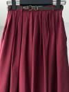 Beli Kemerli Pileli Tencel Etek_Bordo