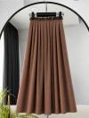 Beli Kemerli Pileli Tencel Etek_Latte