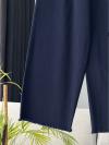 Beli Lastikli Bol Paça Püsküllü Gabardin Pantolon_Lacivert