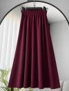 Beli Lastikli Çan Gabardin Etek_Mürdüm