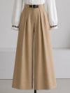 Beli Lastikli Kemerli Tencel Bol Paça Pantolon_Camel