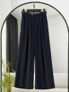 Beli Lastikli Kemerli Tencel Bol Paça Pantolon_Lacivert