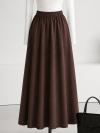 Beli Lastikli Çift Cepli New Gabardin Etek_Kahve
