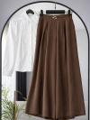 Beli Tokalı Diogonel Tencel Etek Pantolon_Kahve