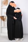 Çantalı Çocuk Namaz Elbisesi_Siyah