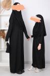 Çantalı Çocuk Namaz Elbisesi_Siyah