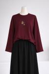 Çiçek Nakışlı Oysho Tunik_Bordo