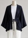 Çift Cepli İnce Kuşaklı Müslin Kimono_Koyu Lacivert