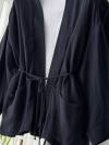 Çift Cepli İnce Kuşaklı Müslin Kimono_Koyu Lacivert