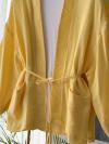 Çift Cepli Kuşaklı Müslin Kumaş Kimono_Sarı