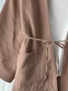 Çift Cepli Kuşaklı Müslin Kumaş Kimono_Koyu Bej