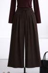 Çift Pileli Diogonel Tencel Palazzo Pantolon_Koyu Kahve