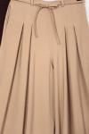 Çift Pileli Diogonel Tencel Palazzo Pantolon_Koyu Bej