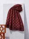 Dijital Soft Çift Q Desenli Şal_Bordo
