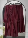 Fırfırlı Volanlı Pantolonlu Şifon Takım_Bordo