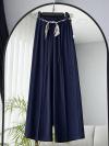 Fular Kemer Aksesuarlı Tencel Pantolon_Lacivert