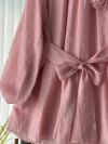 Gül Aksesuarlı Bağlamalı Tencel Tunik_Pembe