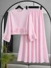 Gül Detaylı Müslin Tencel Etekli Takım_Pembe
