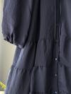 İnce Kuşaklı Düğmeli Parçalı Modal Elbise_Lacivert