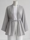 İnce Kuşaklı Çilek Kimono_Açık Gri