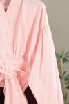 Kalın Bağlamalı Kısa Poplin Gömlek_Açık Pembe