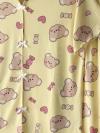 Kalp Ayıcık Desenli Kurdeleli Pijama Takımı_Sarı
