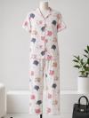 Kedi Desenli Kurdeleli Pijama Takımı_Ekru