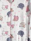 Kedi Desenli Kurdeleli Pijama Takımı_Ekru