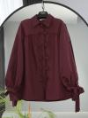Kolları Bağlamalı Fiyonklu Oversıze Poplin Gömlek_Bordo