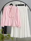 Kravat Toka Detaylı Poplin Bluz_Pembe