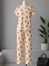 Küçük Ayıcık Desenli Pijama Takımı_Bej