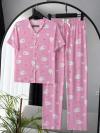 Kuzu Desenli Kurdeleli Pijama Takımı_Pembe