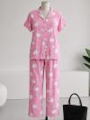 Kuzu Desenli Kurdeleli Pijama Takımı_Pembe