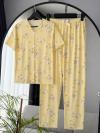 Ördek Desenli Kurdeleli Pijama Takımı_Sarı