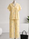 Ördek Desenli Kurdeleli Pijama Takımı_Sarı