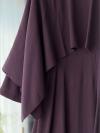 Pelerinli İkili Diogonel Tencel Elbise_Mürdüm