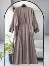 Pelerinli İkili Diogonel Tencel Elbise_Vizon