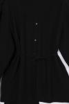 Pelerinli İnce Kuşaklı Pantolonlu Gabardin Takım_Siyah