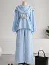 Pelerinli Tokalı Muslin Modal Pantolonlu Takım_Bebe Mavi