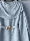 Pelerinli Tokalı Muslin Modal Pantolonlu Takım_Bebe Mavi